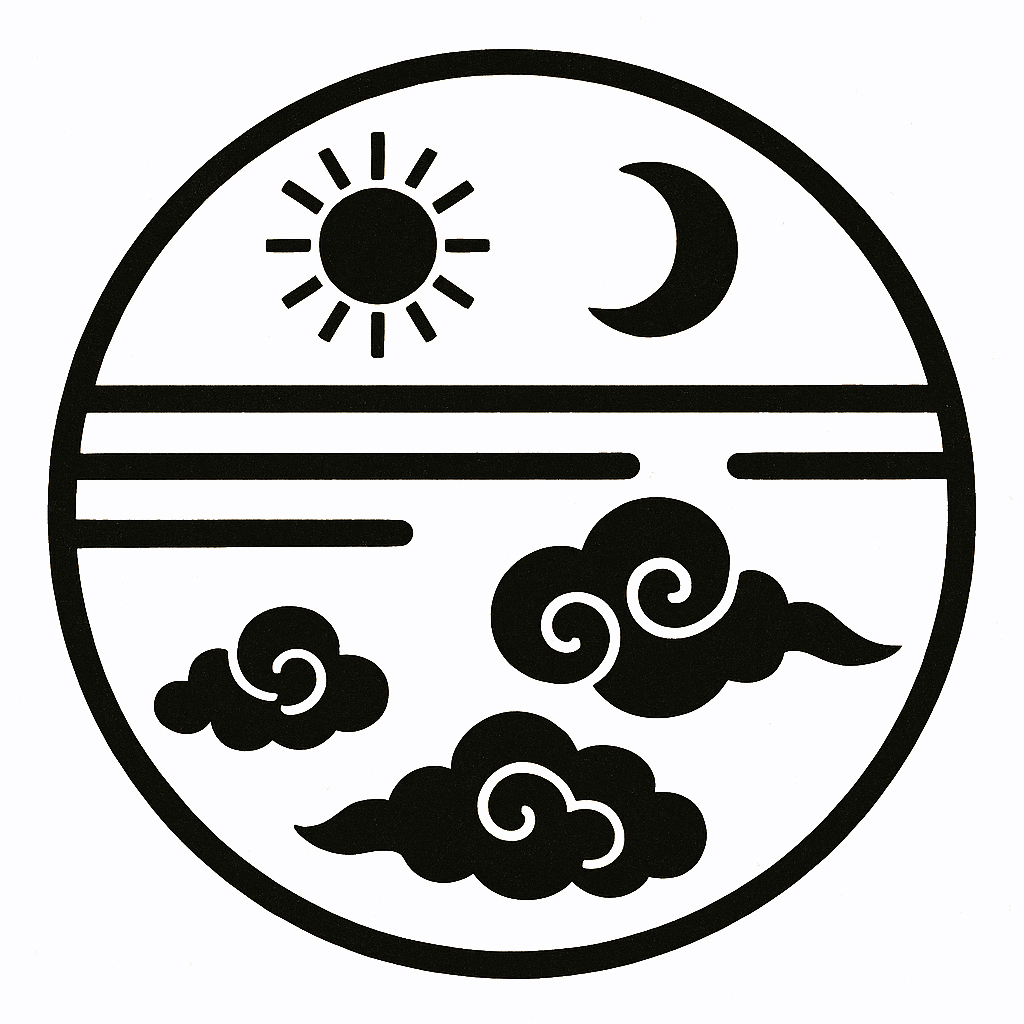 Illustration of harmony with Buddhist clouds - a visual expression of the natural flow of the Dao